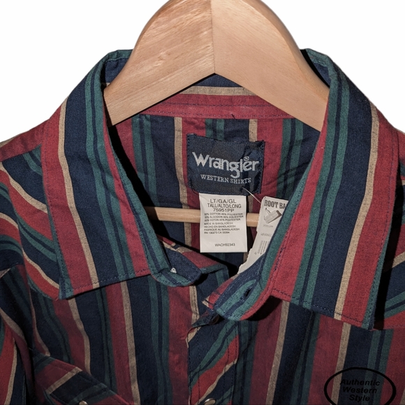 NWT Mens Wrangler Striped Western Pearl Snap Button Down Long Sleeve Shirt Tall - Picture 6 of 8